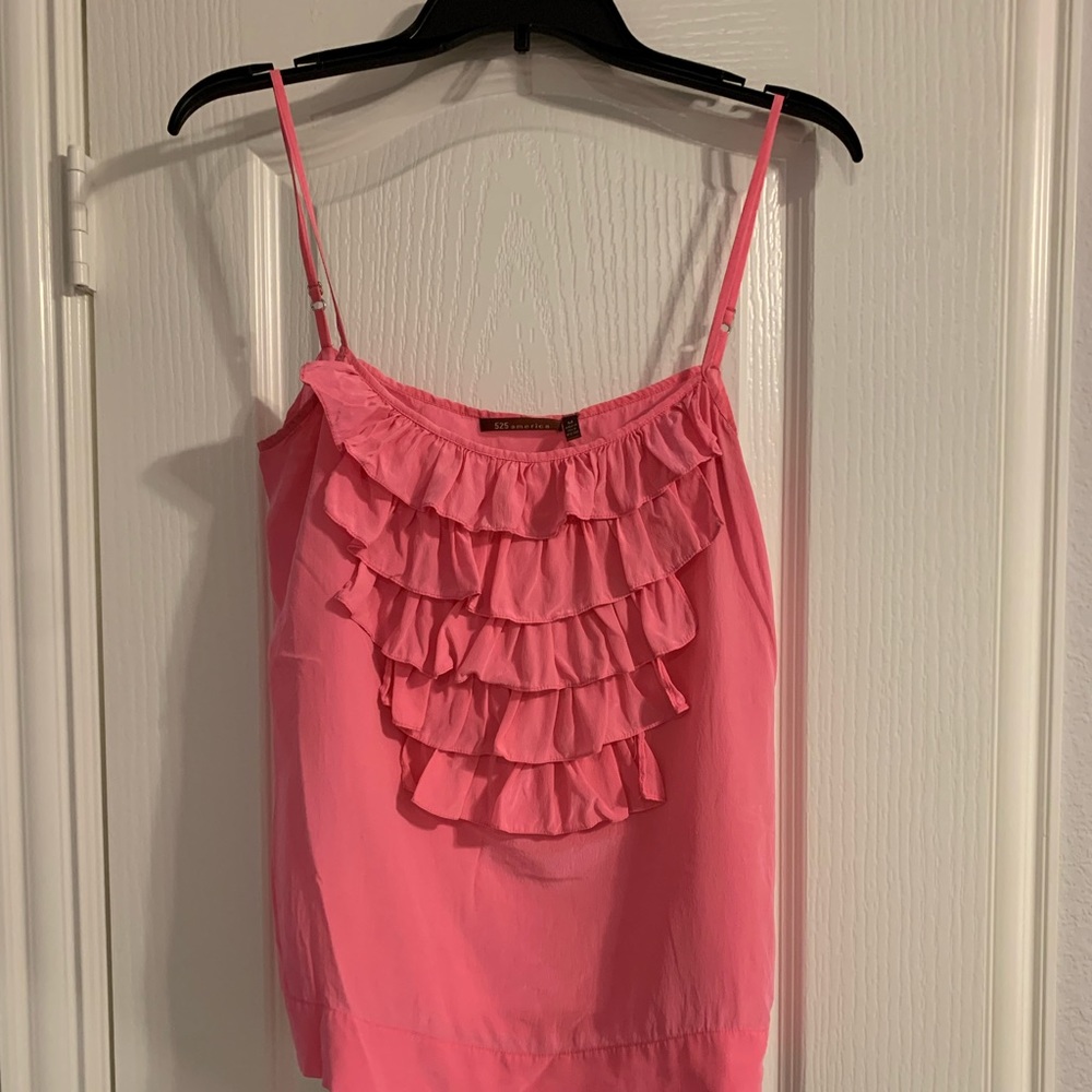 Pink ruffle spaghetti sleeve blouse M.